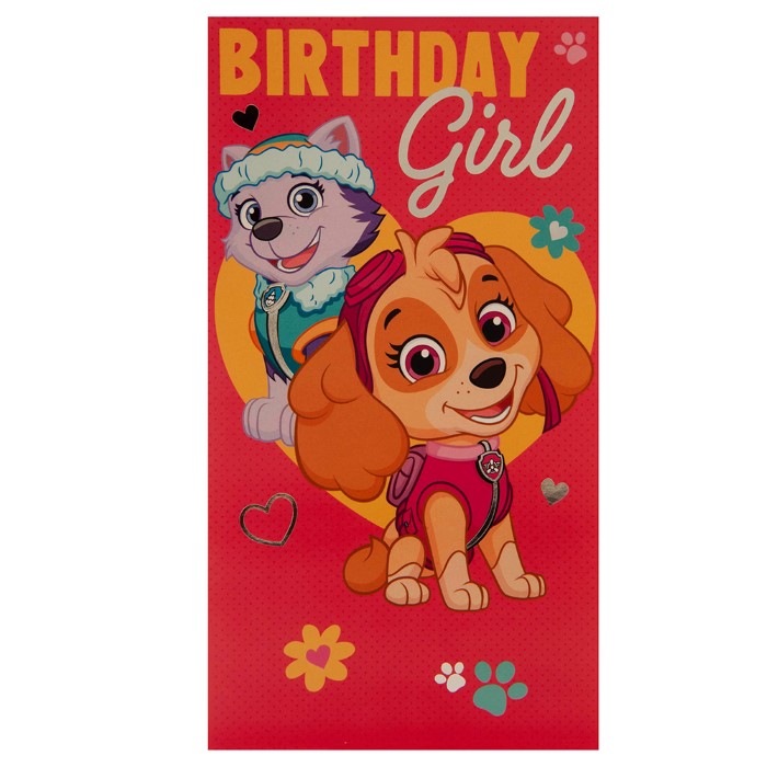 Paw Patrol Födelsedagkort Girl SA - 2