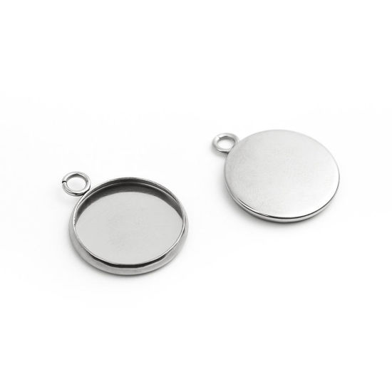 Cabochonhållare- rund  Stainless Steel, 14mm