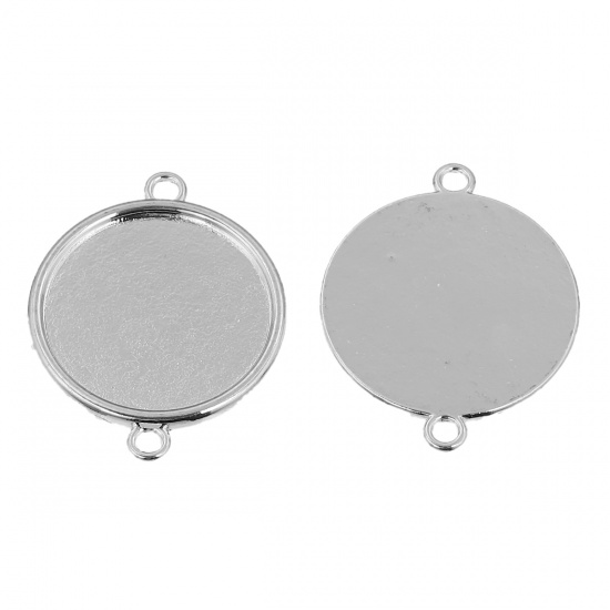 Cabochon/ connector 30mm, lt silver - 2