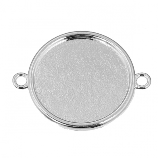 Cabochon/ connector 30mm, lt silver