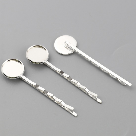 Hårnål / spänne med plats för cabochon, silver 10mm