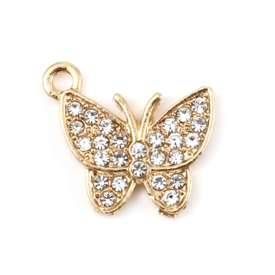 Charm -   butterfly, rhinestones,  Clear