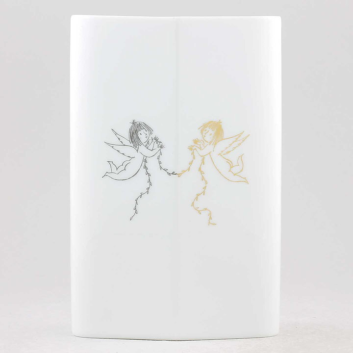 Raymond Peynet (1970s) White Rhomboidal Vase with Couple Motif 18 cm