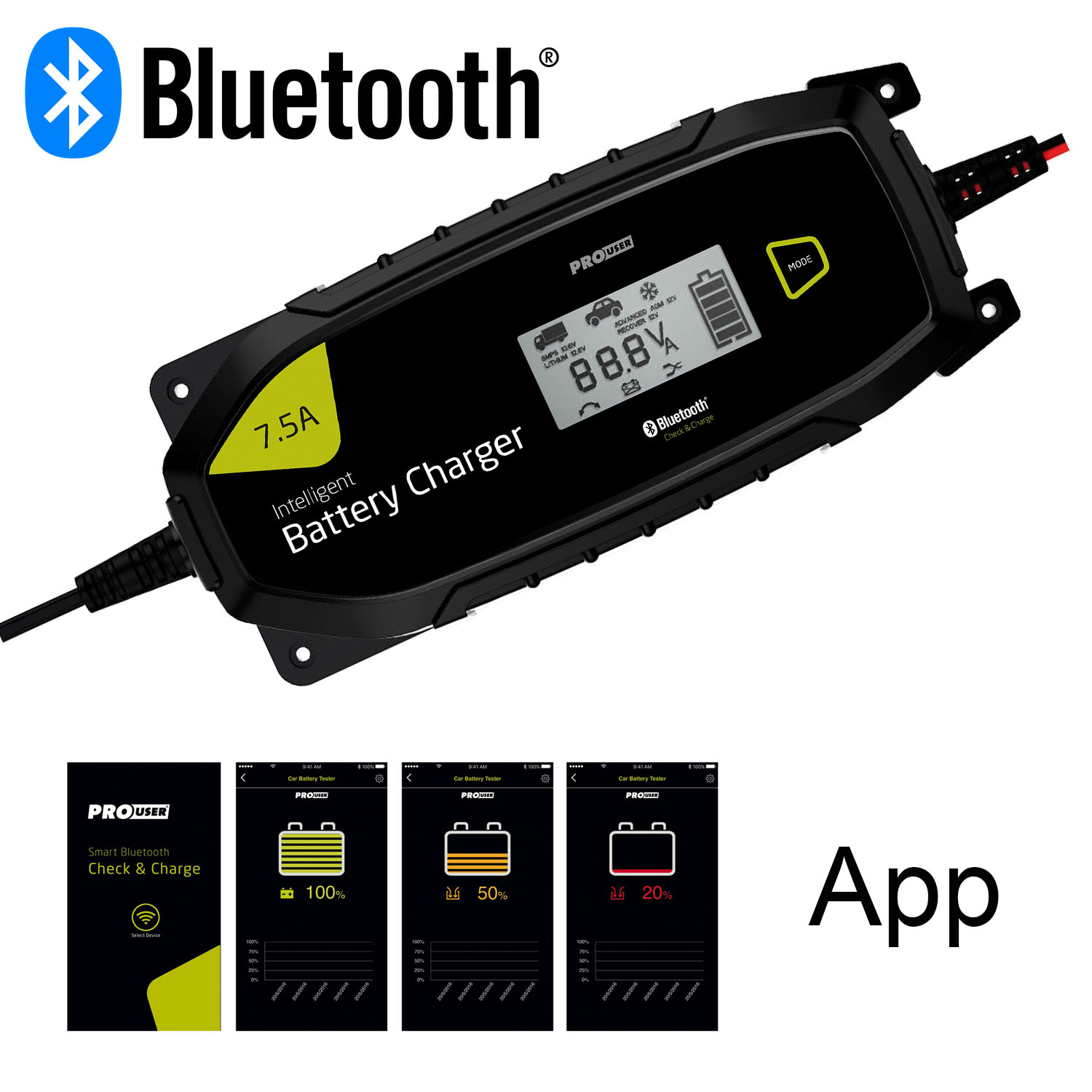 Batteriladdare Pro-User 7,5 A med App