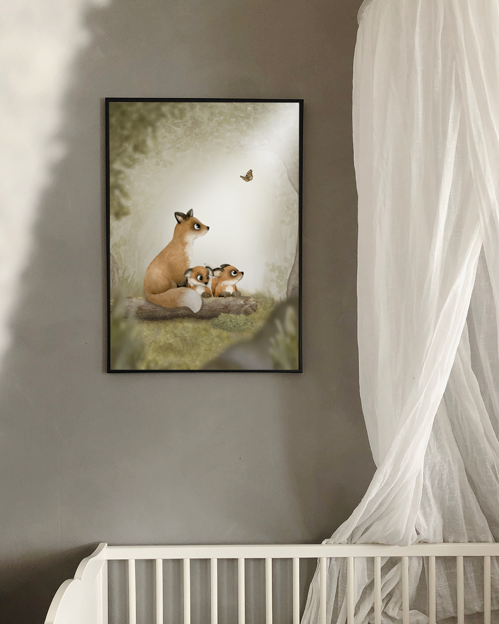 Familjen Räv - Rävungar - Barnposter - Barnrum - Räv - Skogsdjur - Akvarell
