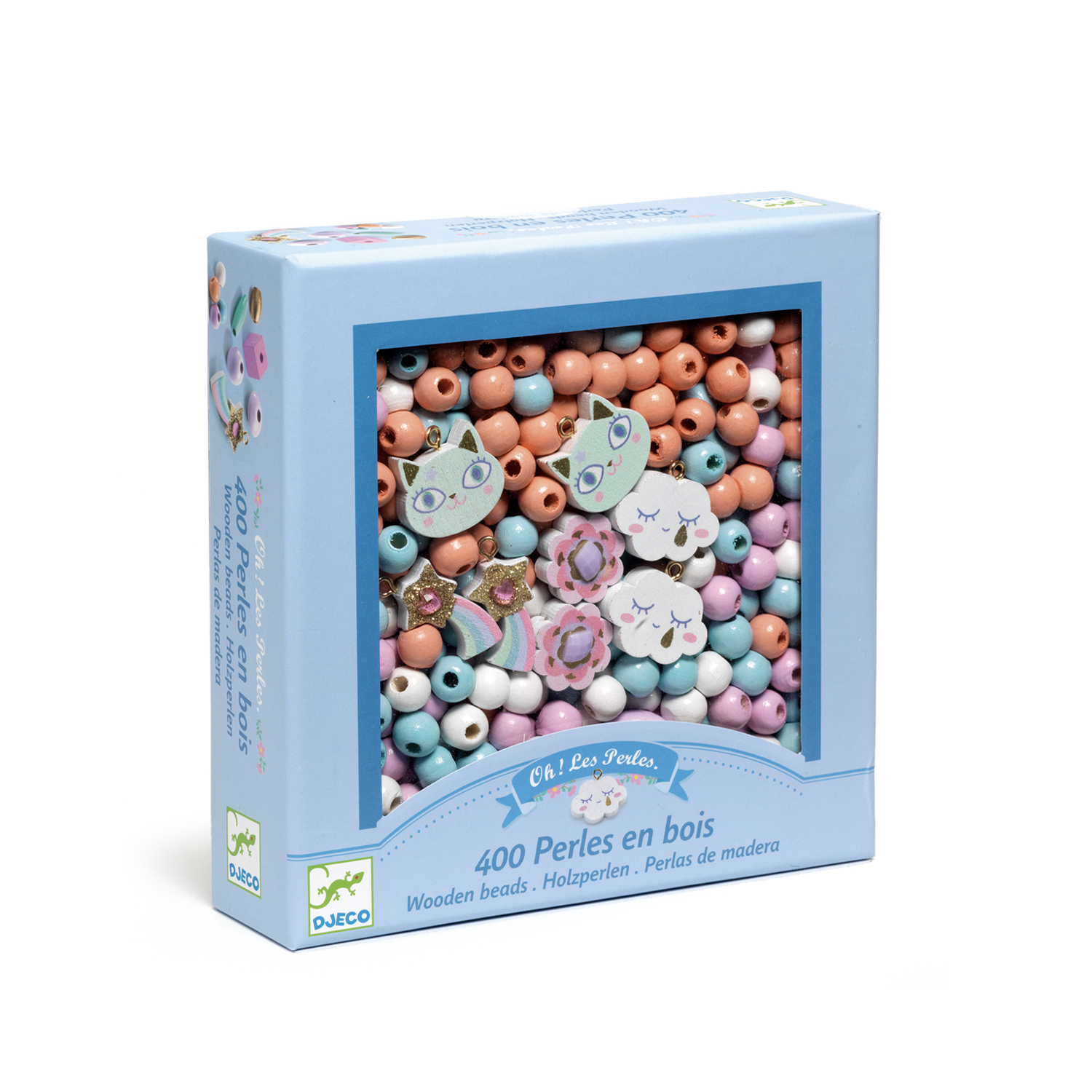 Pysselkit smycken Träpärlor rosa