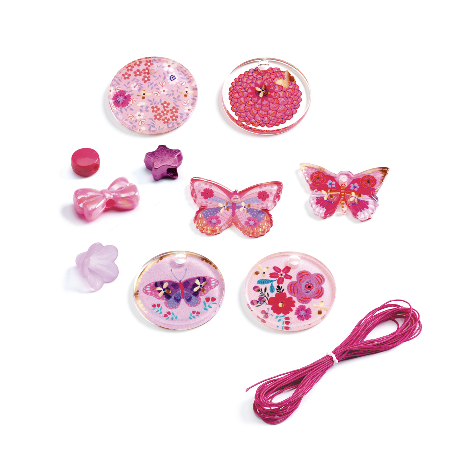 Pysselkit smycken Akrylpärlor cerise - 2