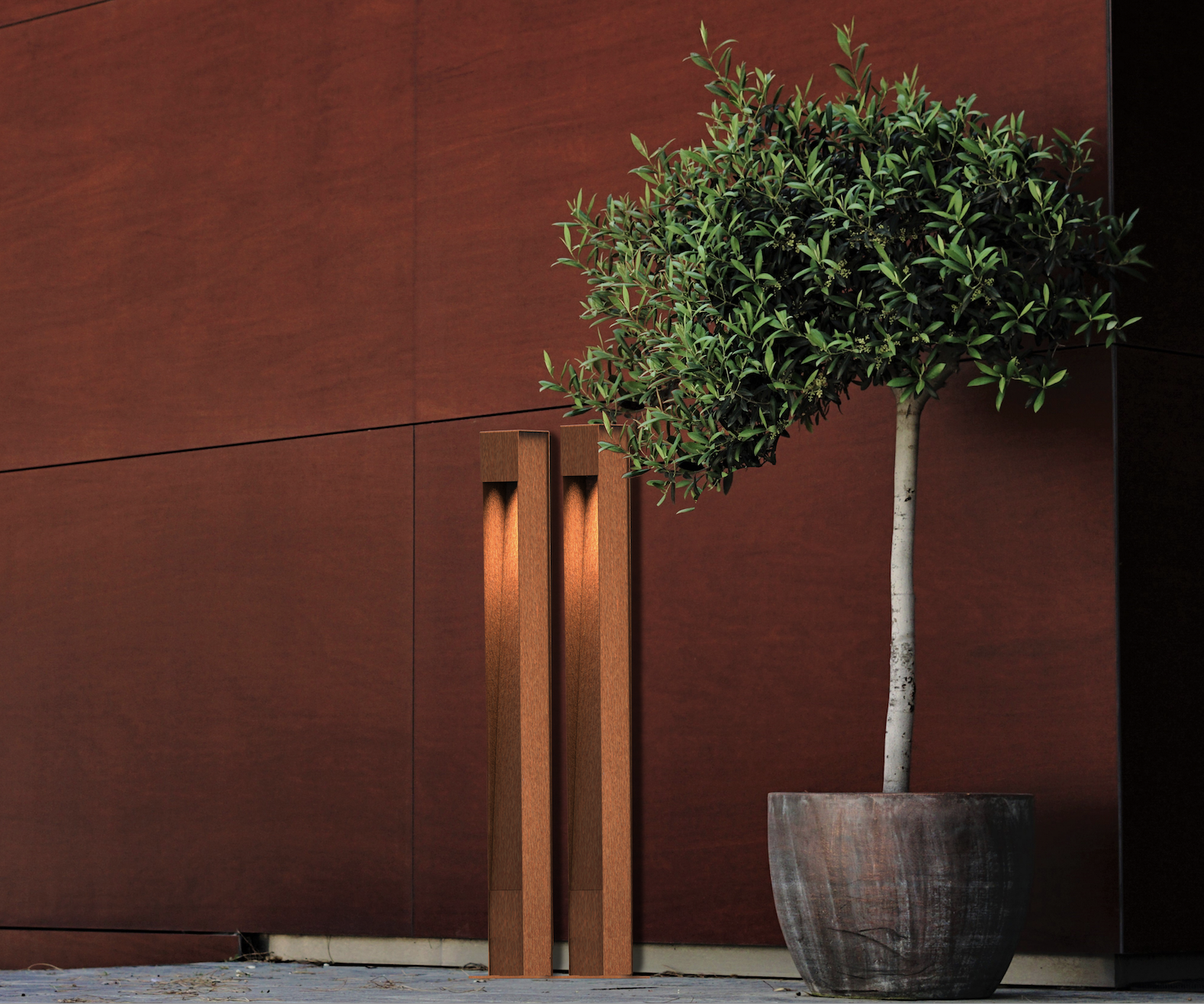 Garden lighting in corten steel PILLAR  Height 1100 mm
