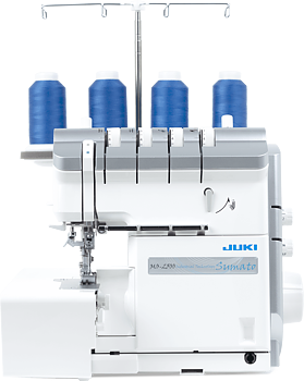 JUKI MO-2500. 2/3/4-trådig overlock med automatisk luftpåträdning, automatisk nålpåträdare, mikrolyft, ljudreducering, knälyft m.m.