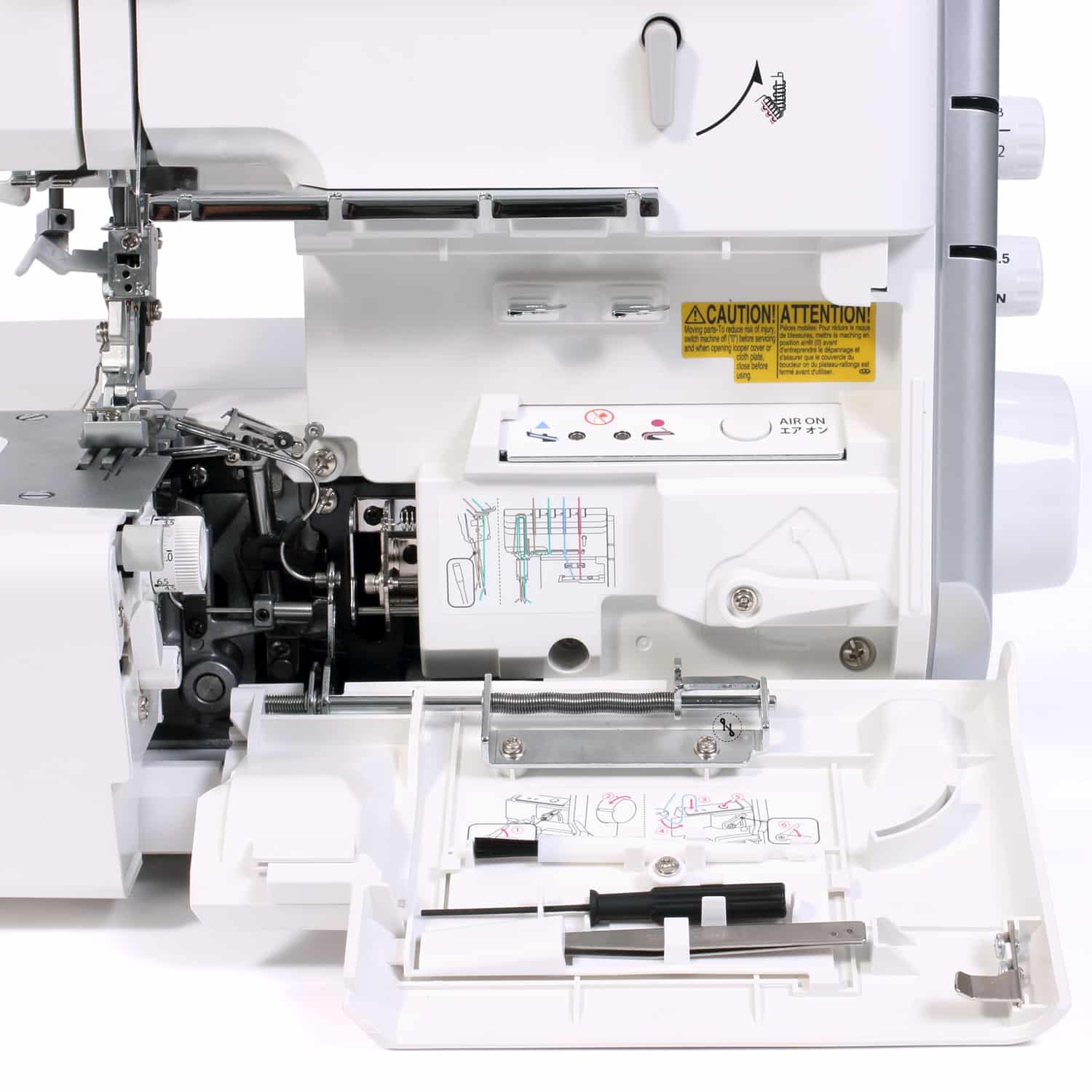 JUKI MO-2500. 2/3/4-trådig overlock med automatisk luftpåträdning, automatisk nålpåträdare, mikrolyft, ljudreducering, knälyft m.m. - 4