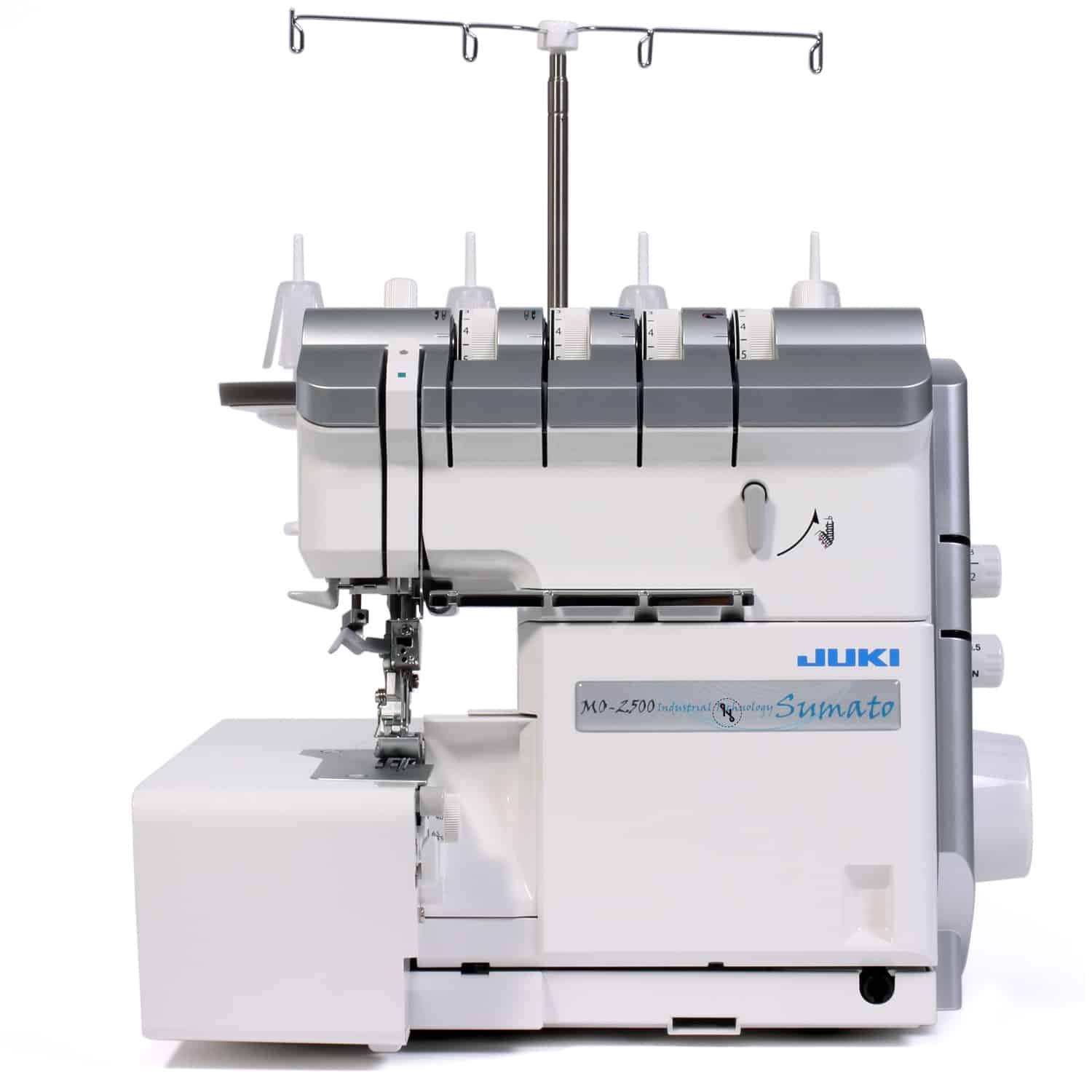 JUKI MO-2500. 2/3/4-trådig overlock med automatisk luftpåträdning, automatisk nålpåträdare, mikrolyft, ljudreducering, knälyft m.m. - 3