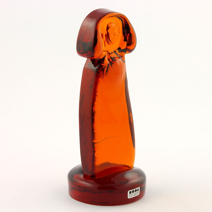 Erik Höglund (1960s) Rough-Hewn Brown Glass Woman 17 cm