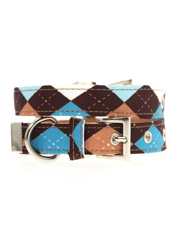 Urban Pup Halsband Brun & Blå Argyle Small - 3