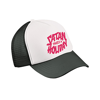 SATAN TAKES A HOLIDAY - TRUCKER CAP, LOGO (PINK)