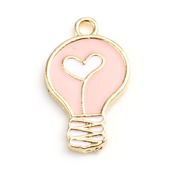 Charm   enamel bulb,  heart pink