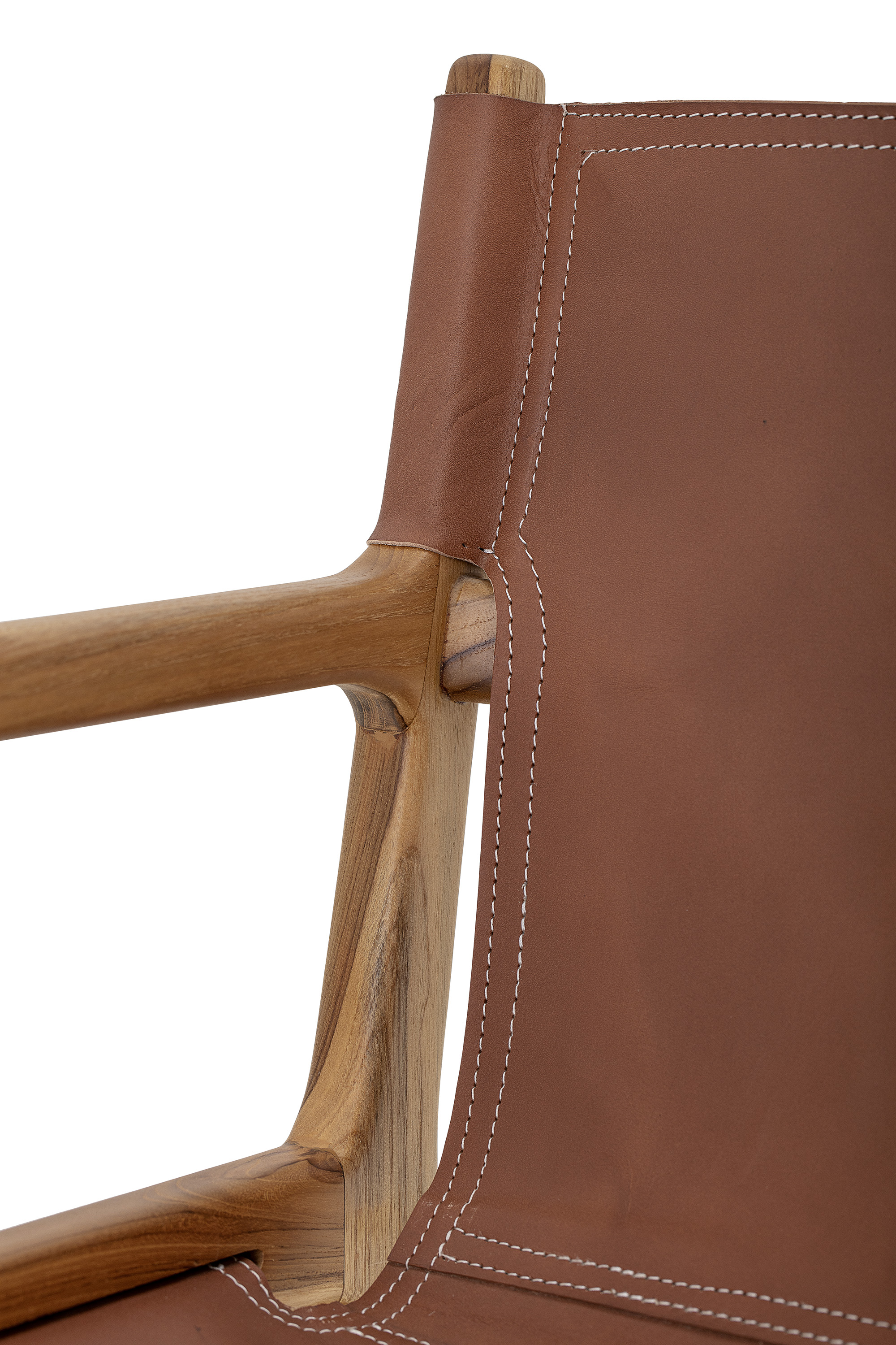 Stol teak brunt läder Bloomingville - 4