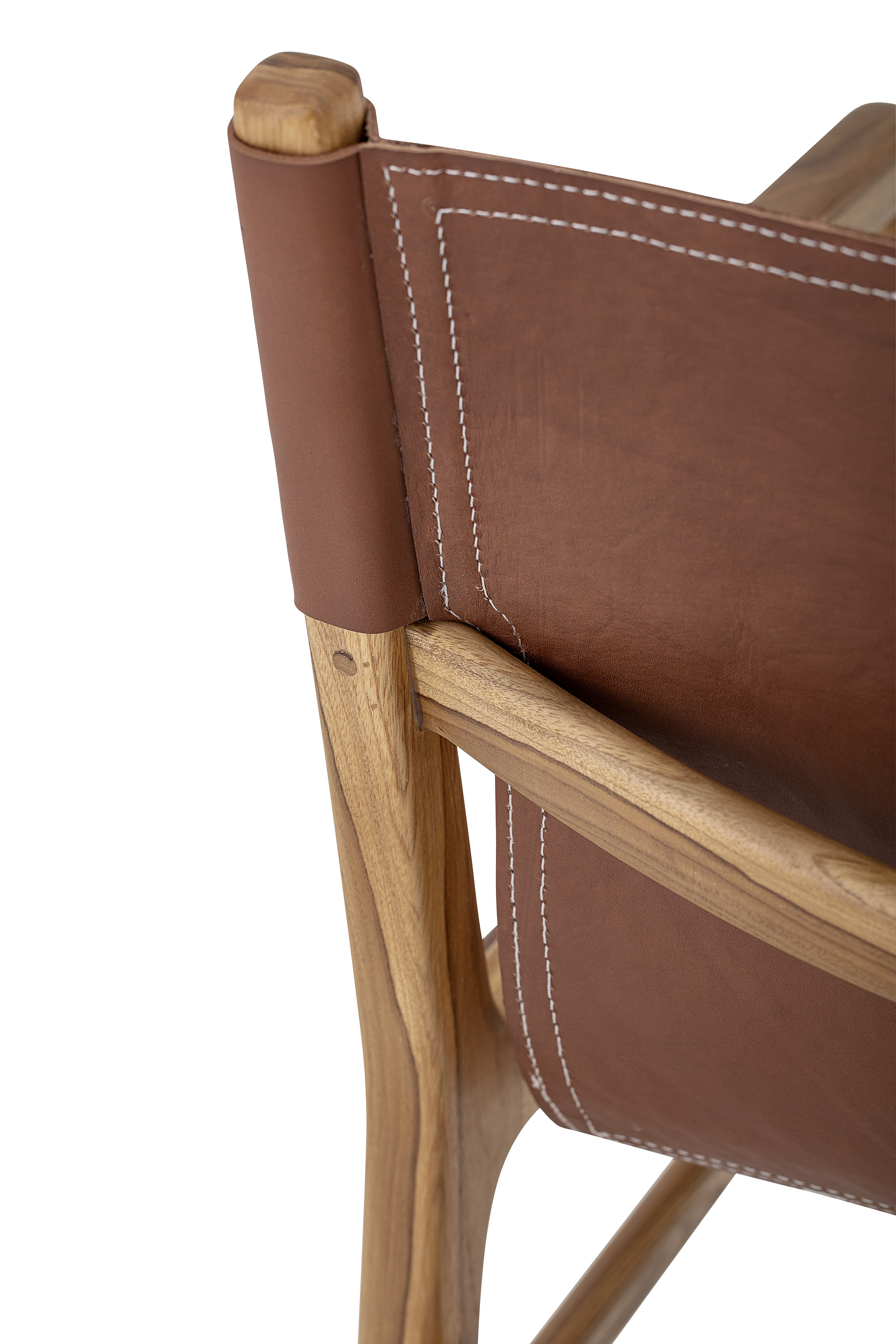 Stol teak brunt läder Bloomingville - 5