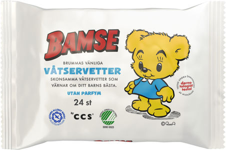 Bamse Brummas Vänliga Våtservetter, 24 st