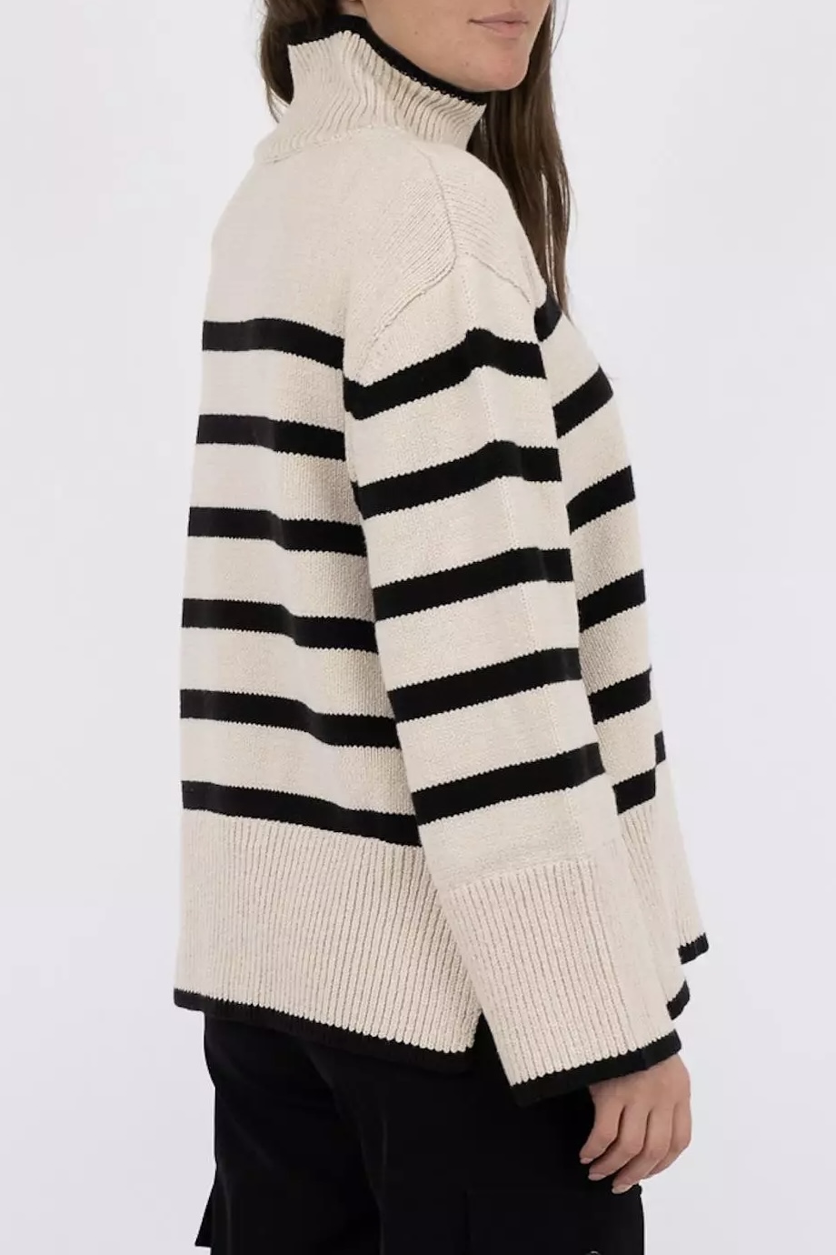 Neo Noir - Fanning Stripe Knit Blouse Sand - 2