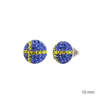 silverörhänge med sveriges flagga i äkta silver med swarovski kristaller