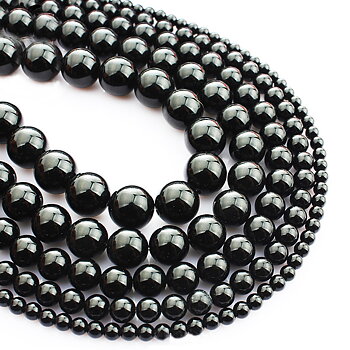Svart agat 8 mm rund hel sträng