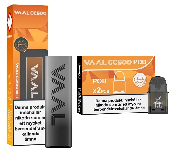 VAAL CC500 startpaket – laddbar engångs vape och e-cigg i svart och grå design