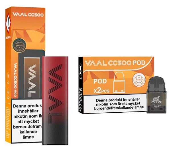 VAAL CC500 startpaket – röd laddbar engångs vape med två förfyllda pods