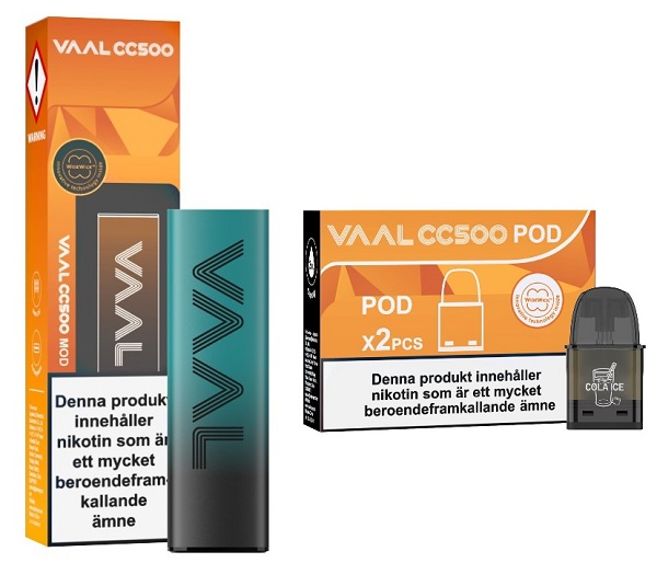 VAAL CC500 startpaket – laddbar engångs vape i grön färg med förfyllda poddar