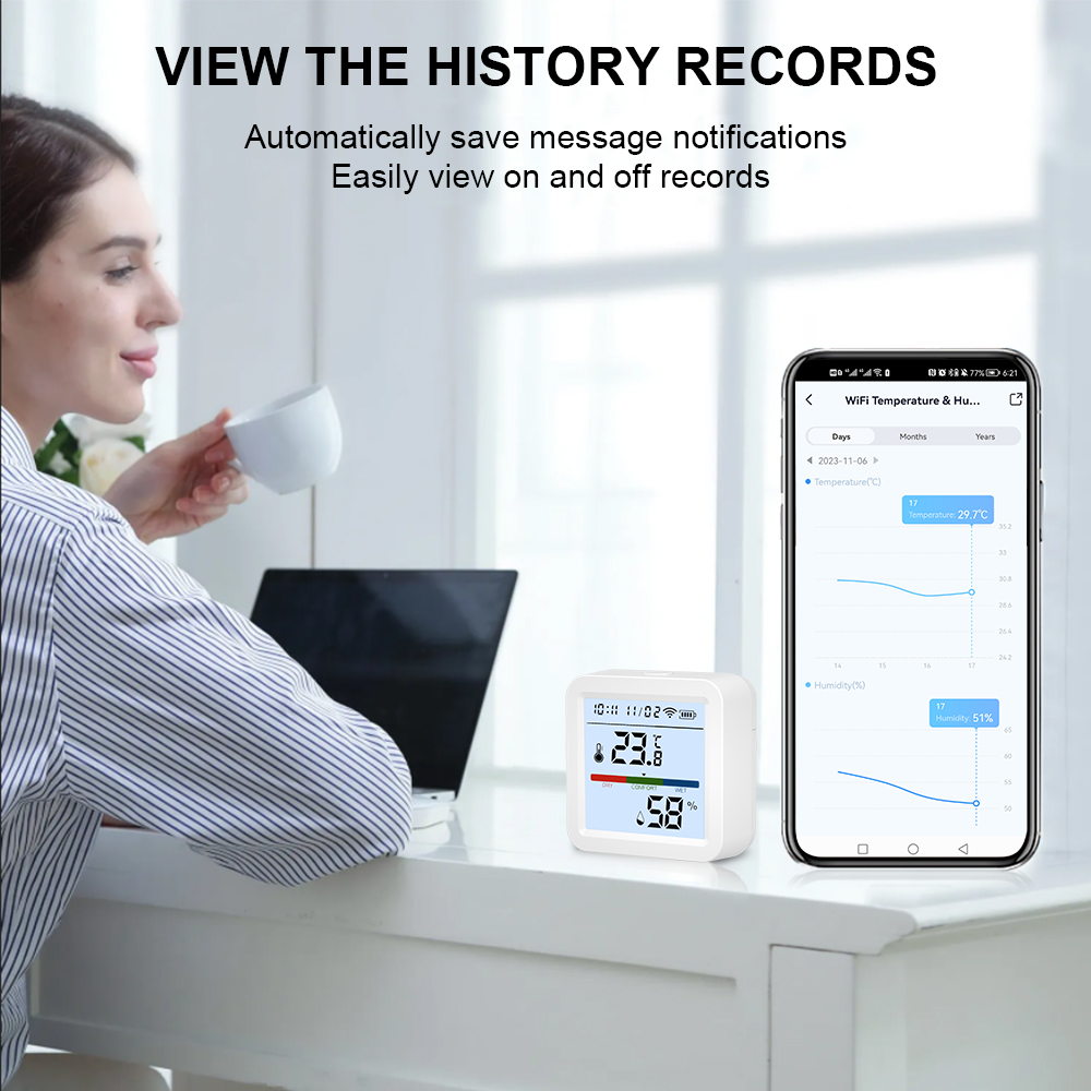WiFi Termometer med LED, APP, inomhus - 6