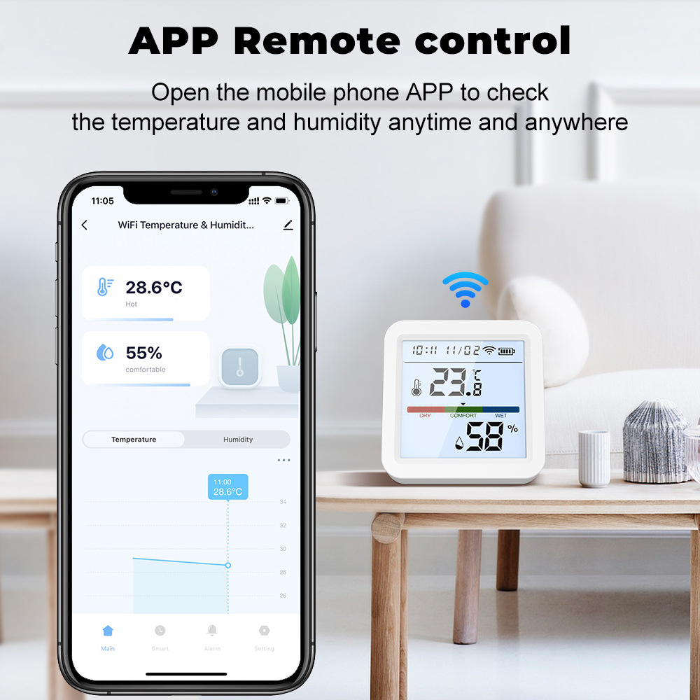 WiFi Termometer med LED, APP, inomhus - 3