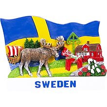 Magnet Sverige med flagga