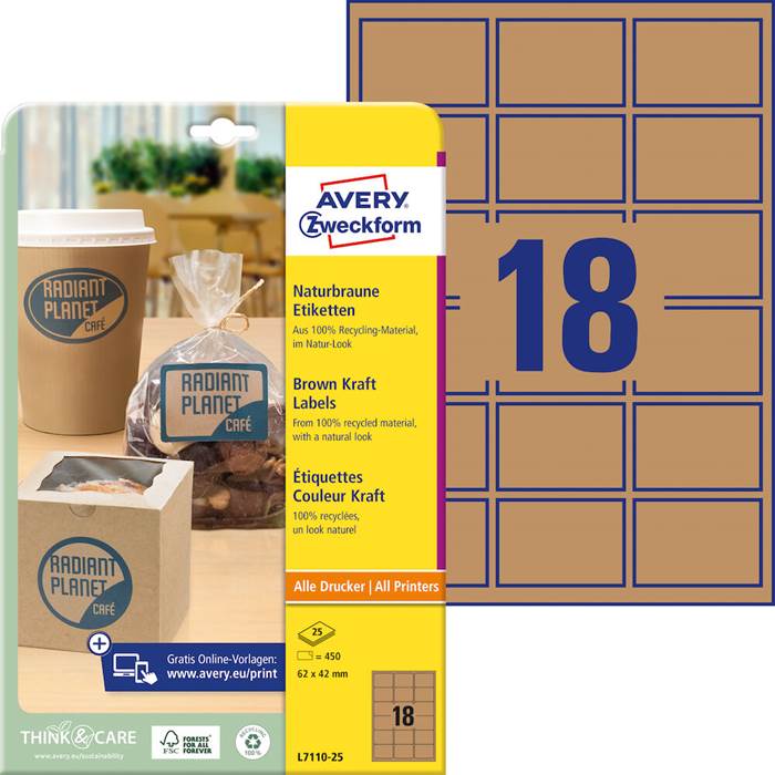 Etikett kraft 62x42mm 450/fp