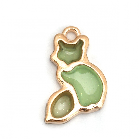 Charm   Enameld CAt  green glitter