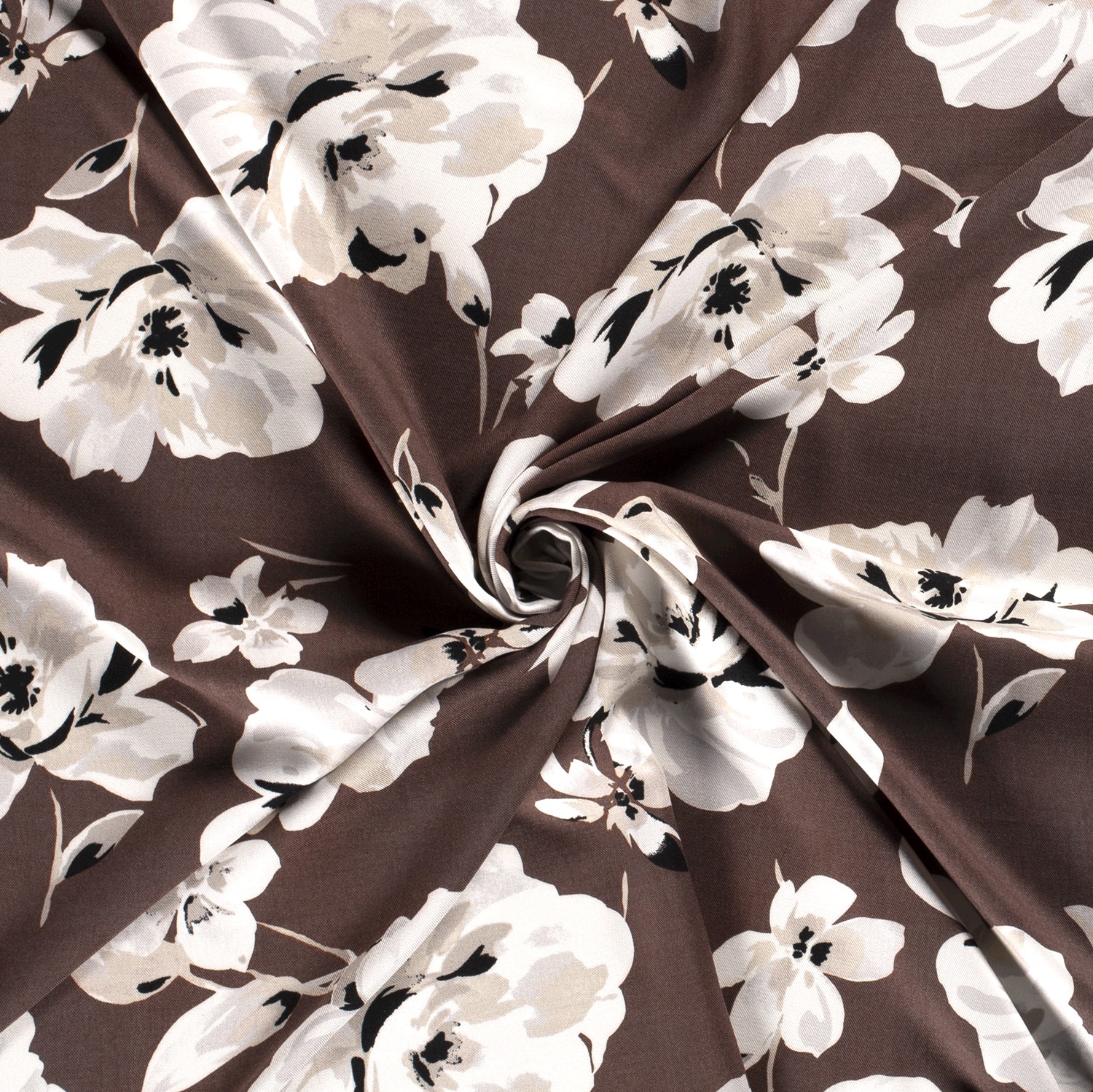 VISCOSE -  BIG FLORAL BROWN - 3