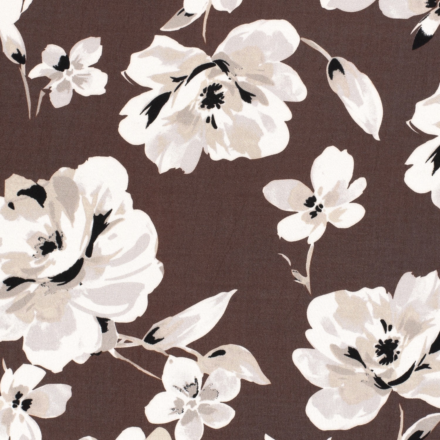 VISCOSE -  BIG FLORAL BROWN