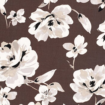 VISCOSE -  BIG FLORAL BROWN