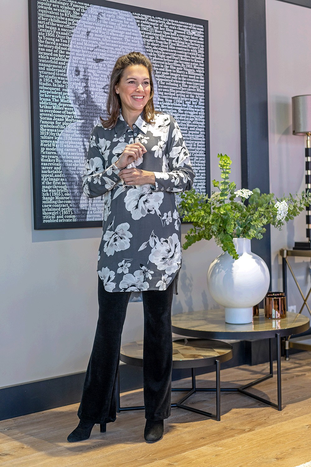 VISCOSE -  BIG FLORAL GRAY - 6