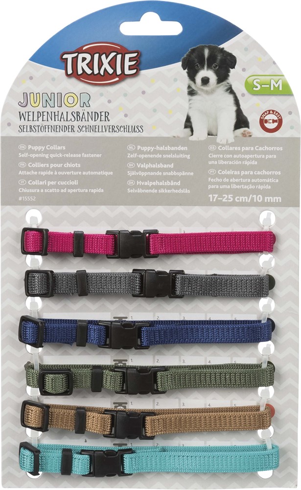 Trixie Junior Valphalsband 6-Pack Small - Medium 10 mm x 17-25cm Färgmix 2 - 3