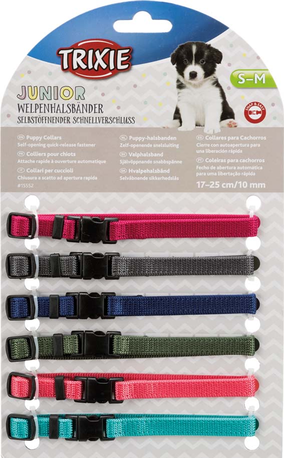 Trixie Junior Valphalsband 6-Pack Medium - Large 10 mm x 22-35cm Färgmix 2 - 3