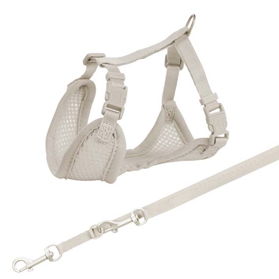 Trixie Junior Mjuk Sele Med Koppel Small-Medium 26-34cm x 10mm, 200cm Ljusgrå 