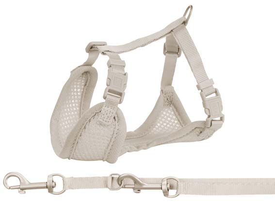 Trixie Junior Mjuk Sele Med Koppel Small-Medium 26-34cm x 10mm, 200cm Ljusgrå  - 5