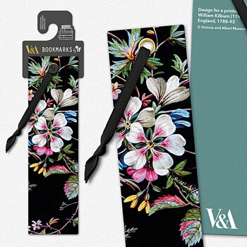 V&A : Bookmark Collection - Kilburn Black Floral bokmärke i vegan leather