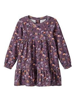Name it Långärmad Klänning, Lilablommig, Storlek 110