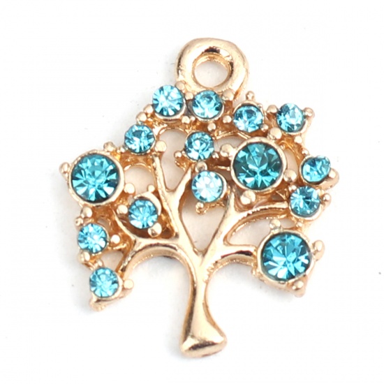 Charm - Tree Rhinestone gold blue