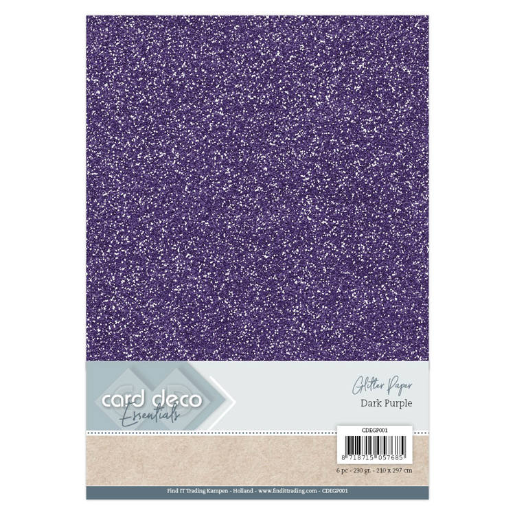 Card deco glitter Paper Dark Purple 6 pcs 