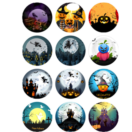Cabochon in glass round Halloween 12mm - 2