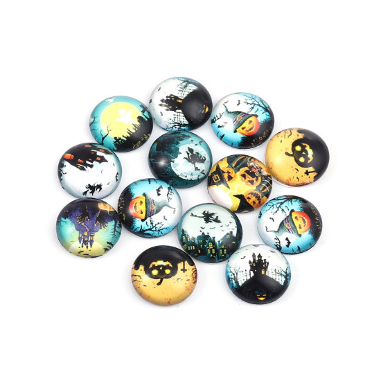 Cabochon in glass round Halloween 12mm