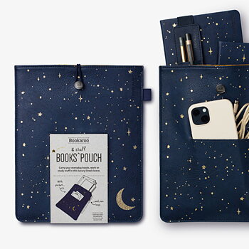 Bookaroo : Moon & Stars Books & Stuff Pouch in Vegan Leather  - Håll ordning på grejerna!