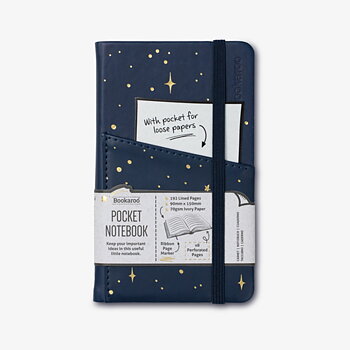 Bookaroo : Moon & Stars Notebook Pocket A6 Vegan Leather  - Skrivbok A6 Linjerad 