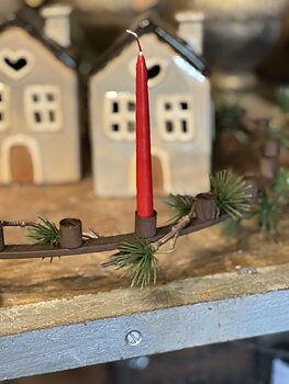 Julgransljus Handstöpta 12 cm  - Röd